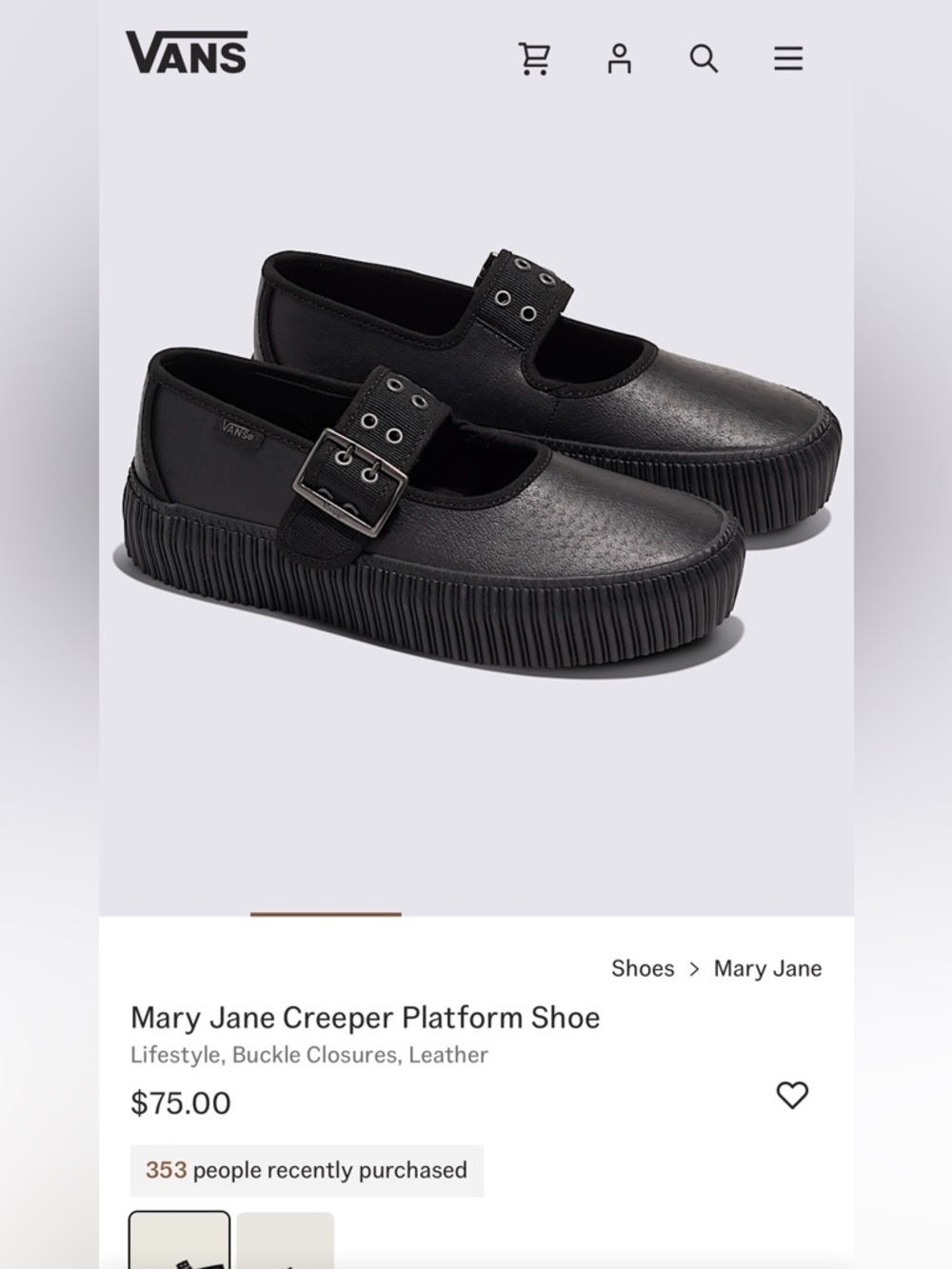 Vans Black Platform Mary Jane Shoes with Buckle - Picture 2 of 10